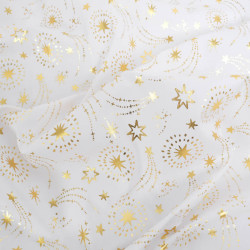 Tissu Noël Blanc Etoiles Filantes Dorées - Maison Klem