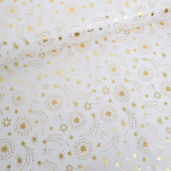 Tissu Noël Blanc Etoiles Filantes Dorées - Maison Klem
