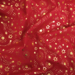 Tissu Noël Rouge Etoiles Filantes Dorées - Maison Klem