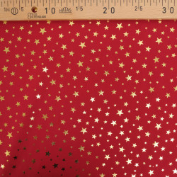Tissu Noël Rouge Etoiles Dorées - Maison Klem
