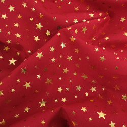 Tissu Noël Rouge Etoiles Dorées - Maison Klem