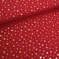 Tissu Noël Rouge Etoiles Dorées - Maison Klem