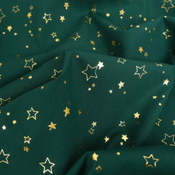 Tissu Noël Vert Etoiles Dorées - Maison Klem