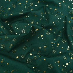 Tissu Noël Vert Etoiles Dorées - Maison Klem