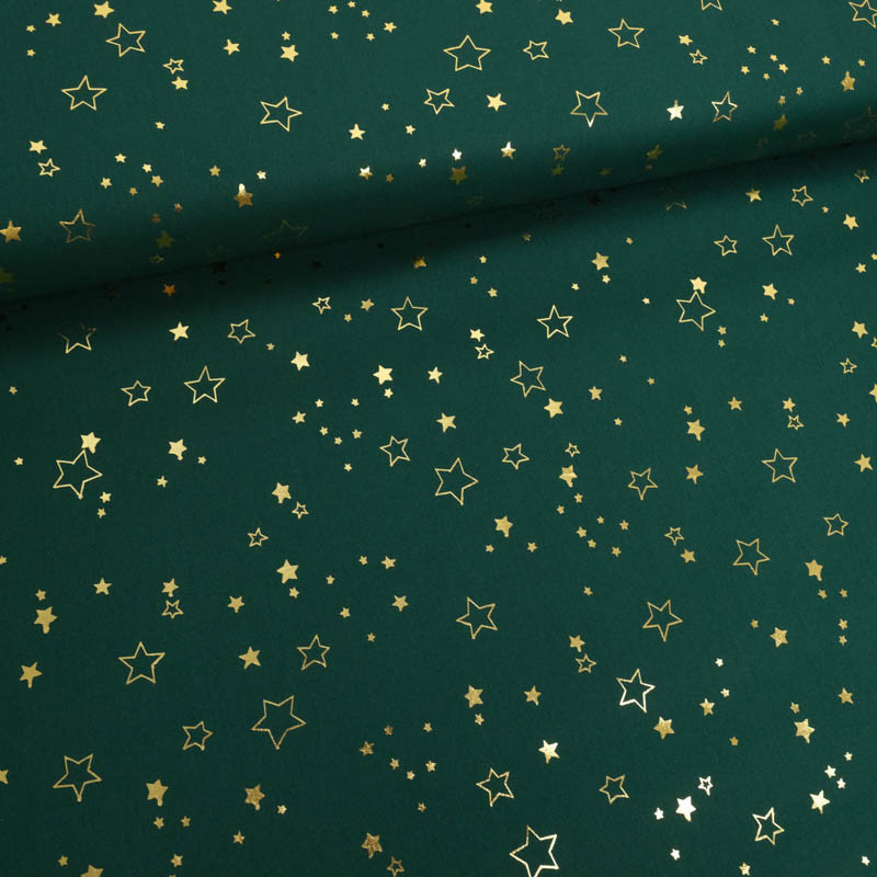 Tissu Noël Vert Etoiles Dorées - Maison Klem