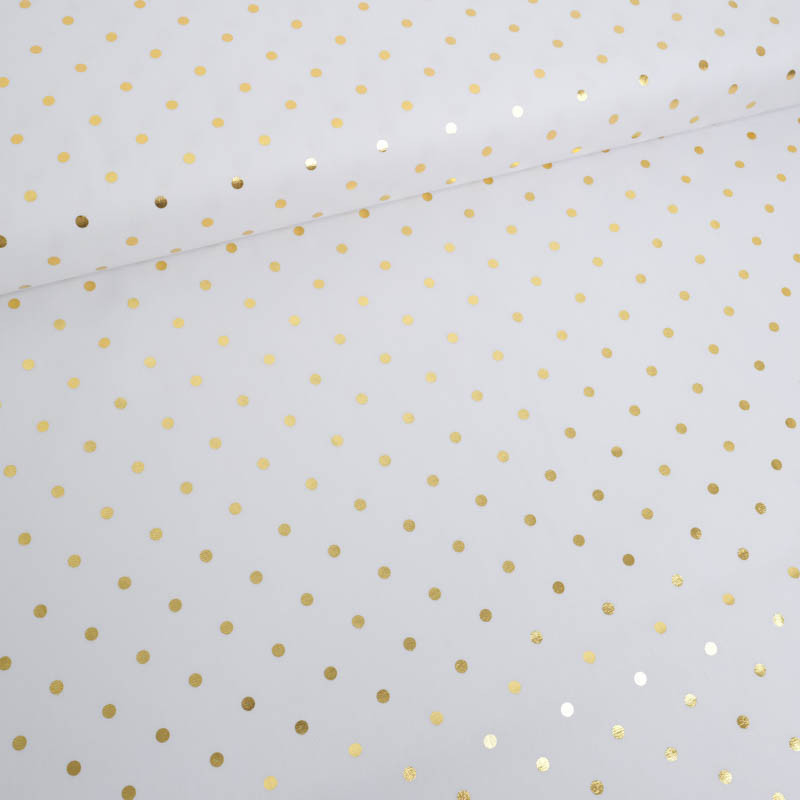 Tissu Noël Blanc Pois Dorés - Maison Klem Tissu Noël Blanc Pois Dorés - Maison Klem