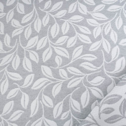Tissu Damassé Grande Largeur Motif Feuilles Gris - Maison Klem