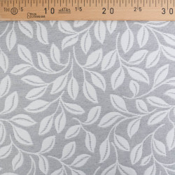 Tissu Damassé Grande Largeur Motif Feuilles Gris - Maison Klem