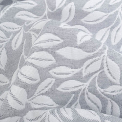Tissu Damassé Grande Largeur Motif Feuilles Gris - Maison Klem