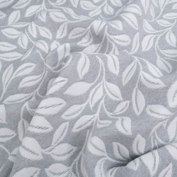 Tissu Damassé Grande Largeur Motif Feuilles Gris - Maison Klem