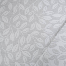 Tissu Damassé Grande Largeur Motif Feuilles Gris Perle - Maison Klem