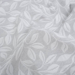 Tissu Damassé Grande Largeur Motif Feuilles Gris Perle - Maison Klem