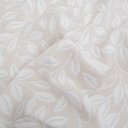 Tissu Damassé Grande Largeur Motif Feuilles Beige - Maison Klem