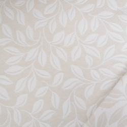 Tissu Damassé Grande Largeur Motif Feuilles Beige - Maison Klem