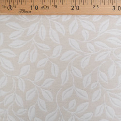 Tissu Damassé Grande Largeur Motif Feuilles Beige - Maison Klem