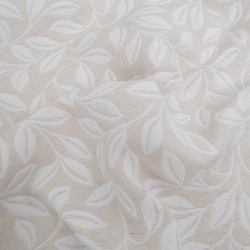 Tissu Damassé Grande Largeur Motif Feuilles Beige - Maison Klem