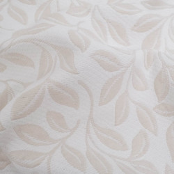 Tissu Damassé Grande Largeur Motif Feuilles Ecru Beige - Maison Klem