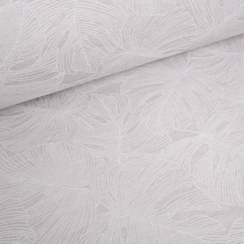 Tissu Damassé Grande Largeur Motif Feuillage Gris - Maison Klem