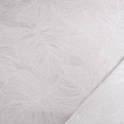 Tissu Damassé Grande Largeur Motif Feuillage Gris - Maison Klem