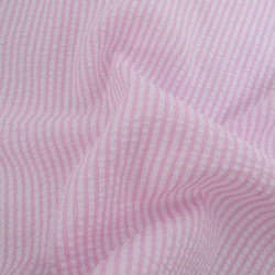 Seersucker à Rayures Rose Clair - Maison Klem
