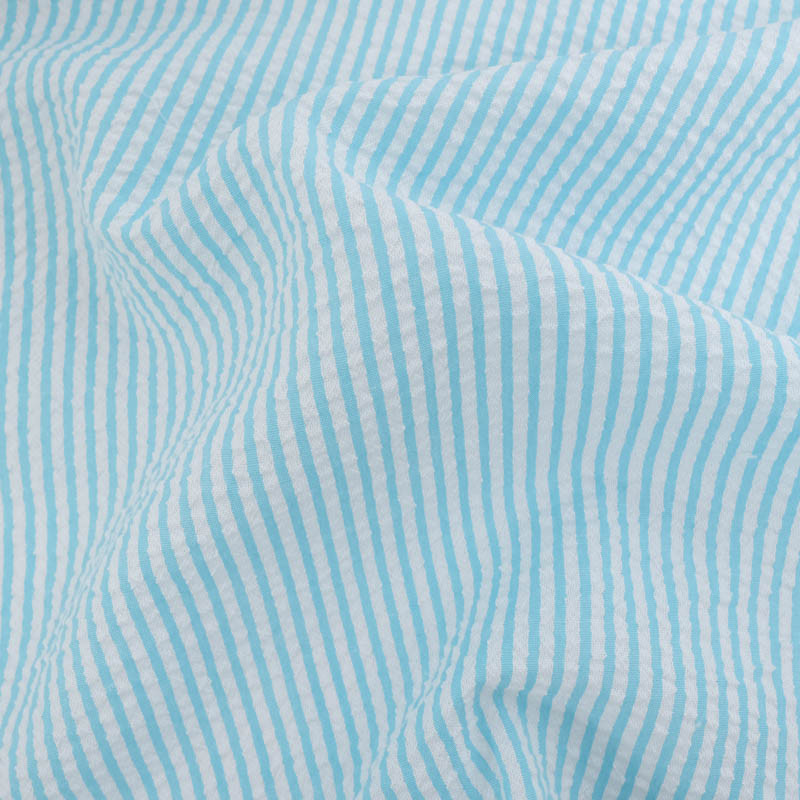 Seersucker à Rayures Lagon - Maison Klem Seersucker à Rayures Lagon - Maison Klem