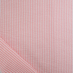 Seersucker à Rayures Corail - Maison Klem