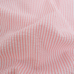Seersucker à Rayures Corail - Maison Klem