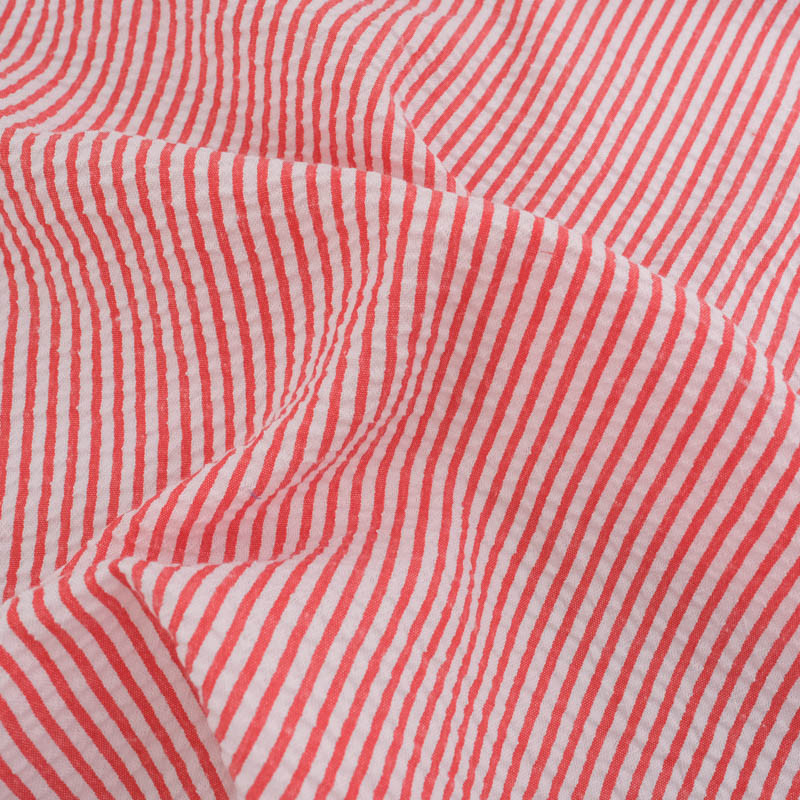 Seersucker à Rayures Rouge - Maison Klem
