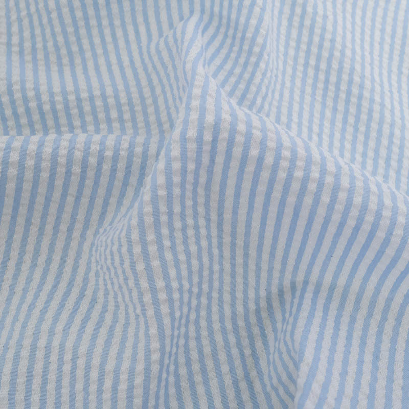 Seersucker à Rayures Bleu Ciel - Maison Klem