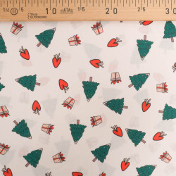 Tissu Noël Coton Beige Petits Sapins - Maison Klem