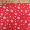 Tissu Noël Coton Flocon Blanc Fond Rouge - Maison Klem