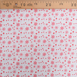 Tissu Noël Coton Flocon Rouge Fond Blanc - Maison Klem