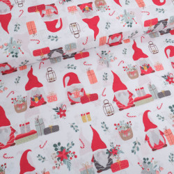Tissu Noël Coton Gnome De Noël - Maison Klem