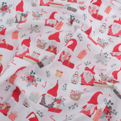 Tissu Noël Coton Gnome De Noël - Maison Klem