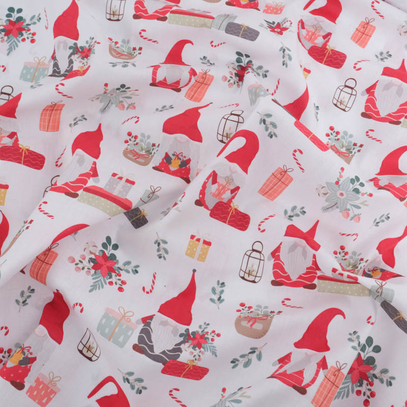 Tissu Noël Coton Gnome De Noël - Maison Klem