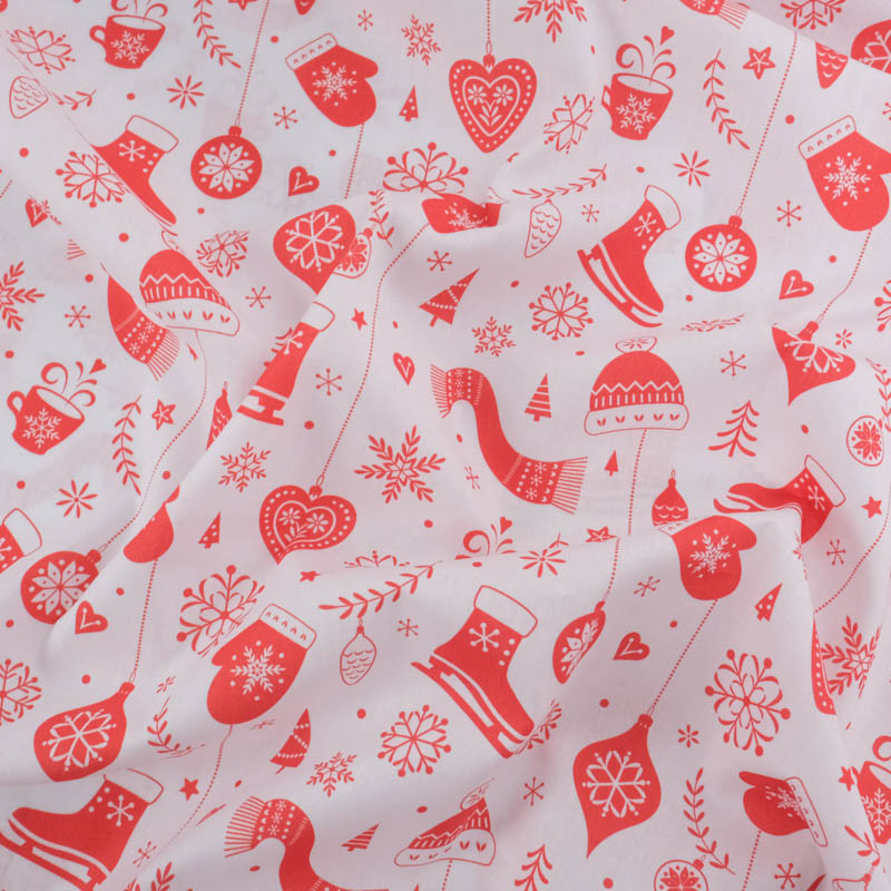 Tissu Noël Coton Motif Noël Tradition - Maison Klem