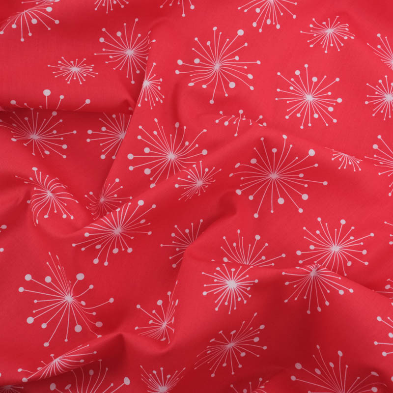 Tissu Noël Coton Rouge Feu D'Artifice - Maison Klem