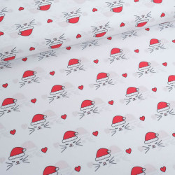 Tissu Noël Coton Chat de Noël - Maison Klem