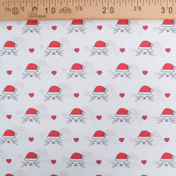Tissu Noël Coton Chat de Noël - Maison Klem