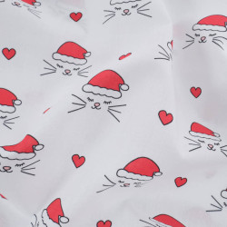 Tissu Noël Coton Chat de Noël - Maison Klem