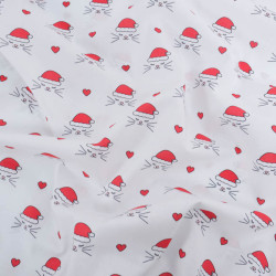 Tissu Noël Coton Chat de Noël - Maison Klem