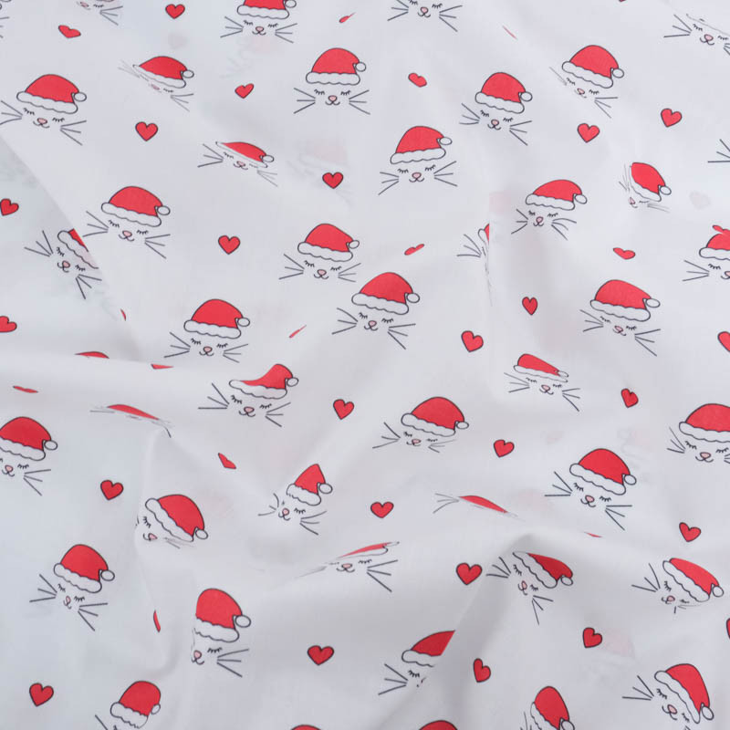 Tissu Noël Coton Chat de Noël - Maison Klem