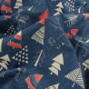 Tissu Noël Coton Sapins Marine Et Rouge - Maison Klem
