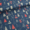 Tissu Noël Coton Sapins Marine Et Rouge - Maison Klem