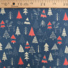 Tissu Noël Coton Sapins Marine Et Rouge - Maison Klem