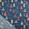 Tissu Noël Coton Sapins Marine Et Rouge - Maison Klem