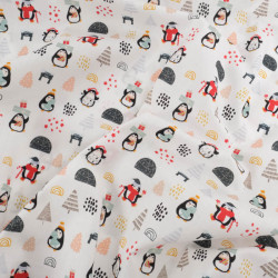 Tissu Noël Coton Petits Pingouins - Maison Klem