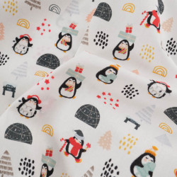Tissu Noël Coton Petits Pingouins - Maison Klem
