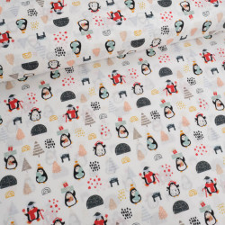 Tissu Noël Coton Petits Pingouins - Maison Klem