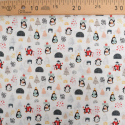 Tissu Noël Coton Petits Pingouins - Maison Klem